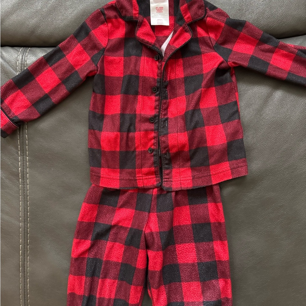 Plaid Red and Black Kids Pajama Set